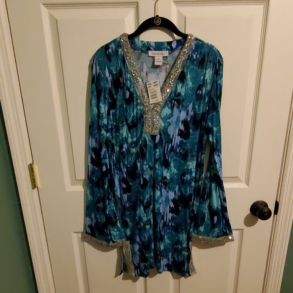 Cruise Wear & Co. Blouse With Beaded Embellishment - Picture 1 of 8